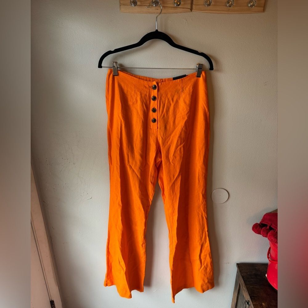 Versona Vibrant Orange Button-Front Pants